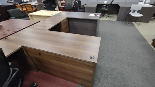 USED Maverick L-Shape African Walnut Desk - Product Photo 3